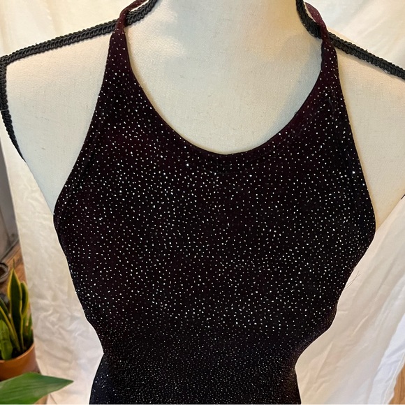 Vintage Y2K Gunne Saxe/Jessica McClintock  black shimmery open beaded back dress - Picture 5 of 9